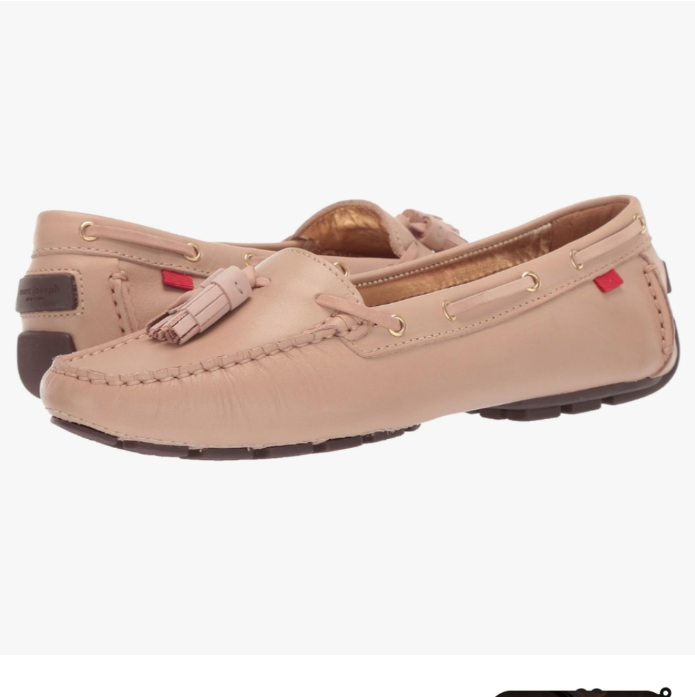 Marc Joseph Womens Cherry St. beige Leather Slip-On Tassel Moccasins Shoes NWOT